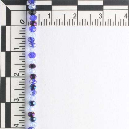 2x3mm Rondelle Blue Mix - 8" Strand