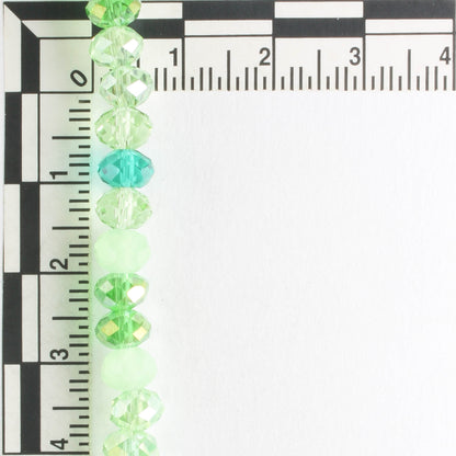 4x6mm Rondelle Green Mix - 8" Strand