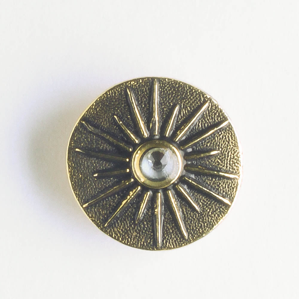 Starburst with Crystal Button - Antique Gold