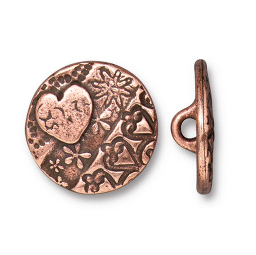 Amore Round Button - Antique Copper
