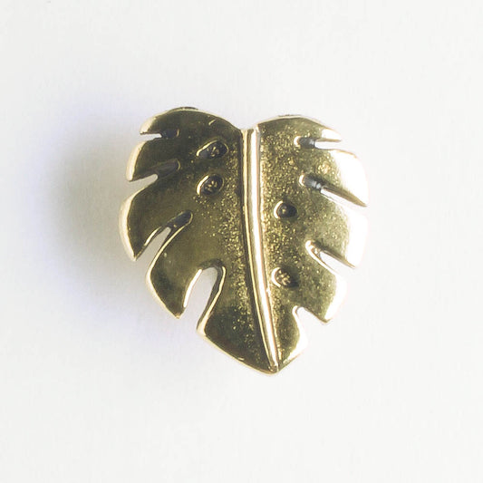 Monstera Leaf Button - Antique Gold