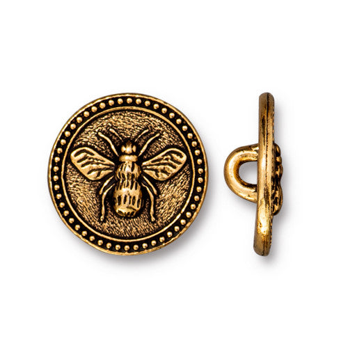 Bee Button - Antique Gold