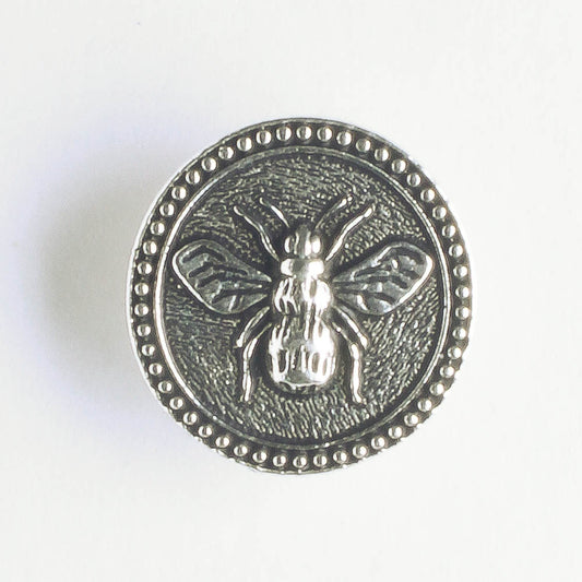 Bee Button - Antique Silver