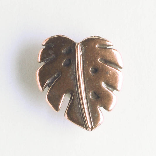 Monstera Leaf Button - Antique Copper