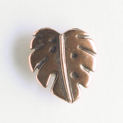 Monstera Leaf Button - Antique Copper