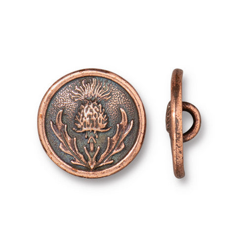 Thistle Button - Antique Copper