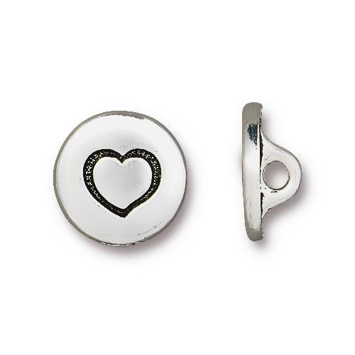 Small Heart Button - Antique Silver