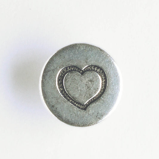 Small Heart Button - Antique Silver