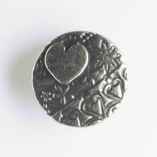 Amor Round Button - Antique Silver