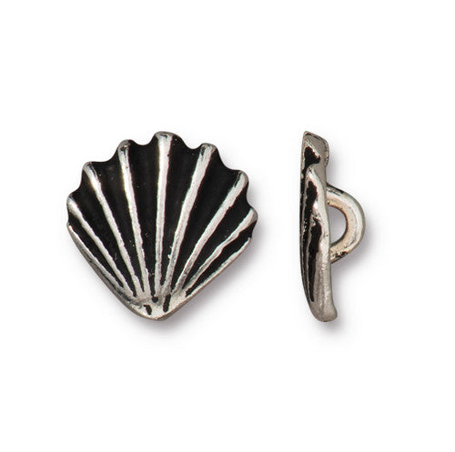 Shell Button Silver Scallop Shell Button - Antique Silver – Jennifer Wiles Studio