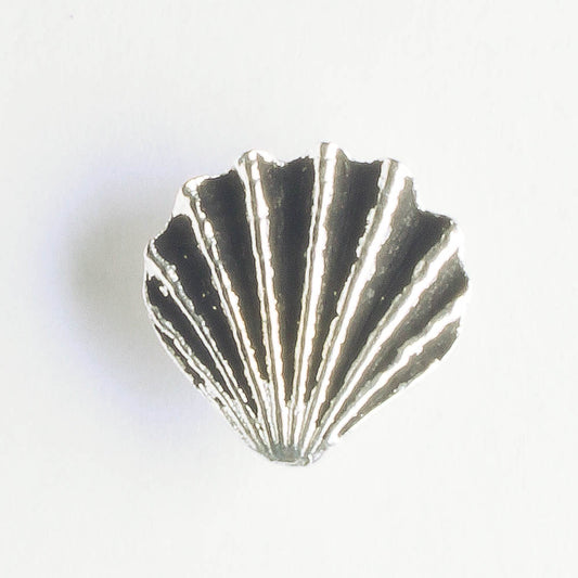 Scallop Shell Button - Antique Silver