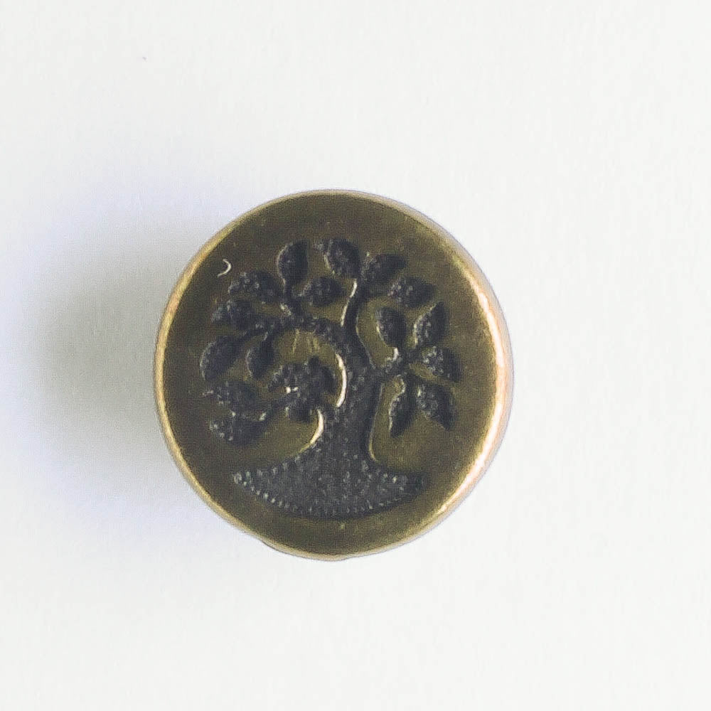 Small Bird in Tree Button - Brass Oxide