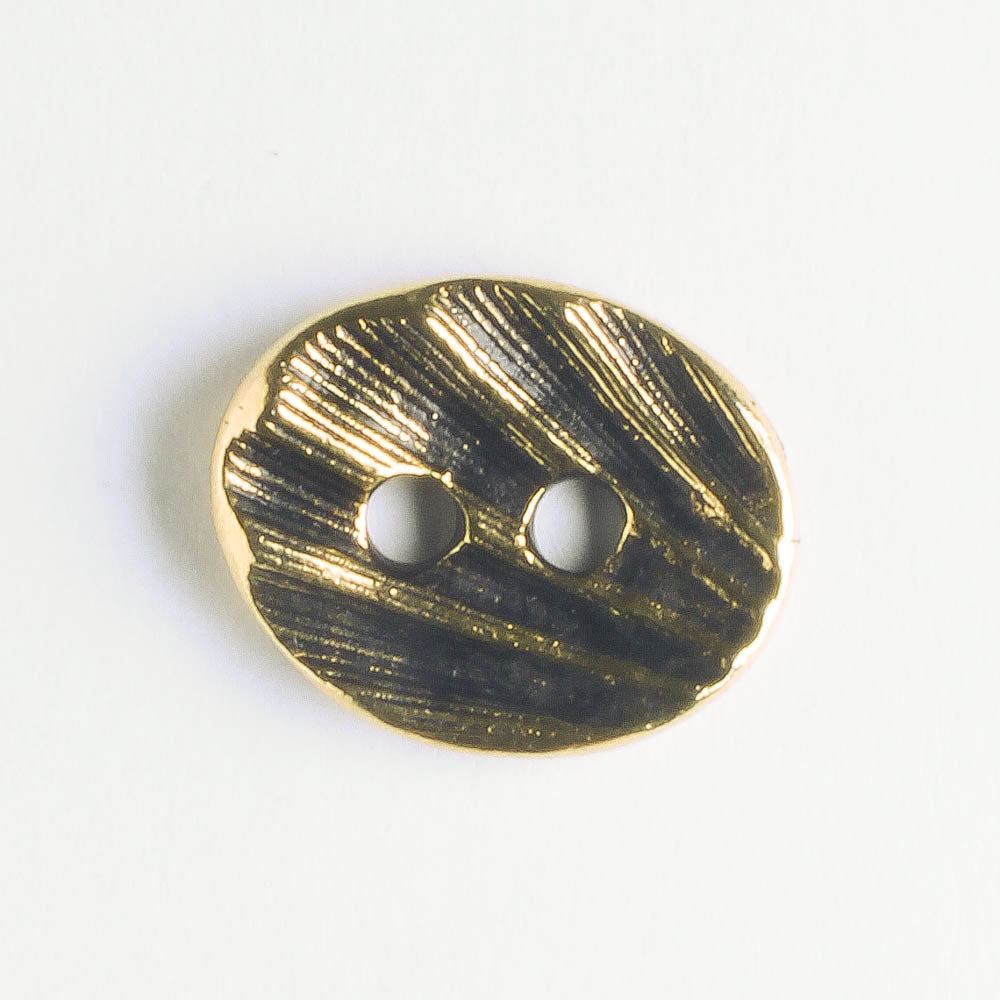 Oval Shell Button - Antique Gold