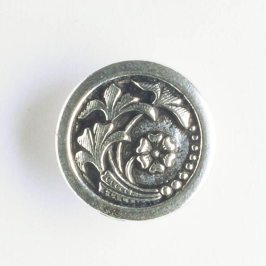 Czech Flower Button - Antique Silver