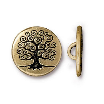 Tree of Life Button - Antique Gold