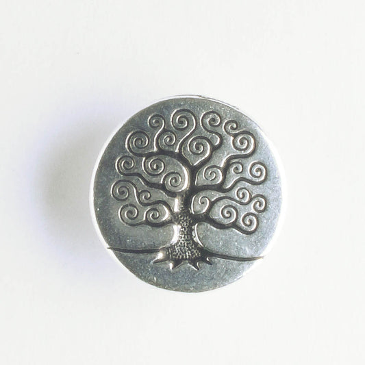 Tree of Life Button - Antique Silver