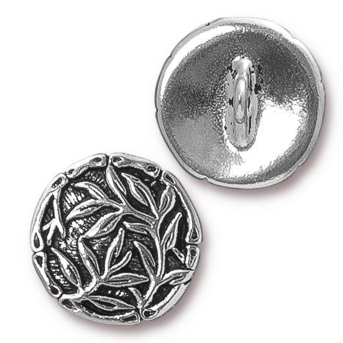 Bamboo Button - Antique Silver