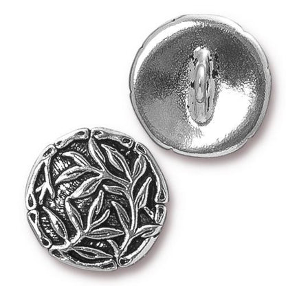 Bamboo Button - Antique Silver