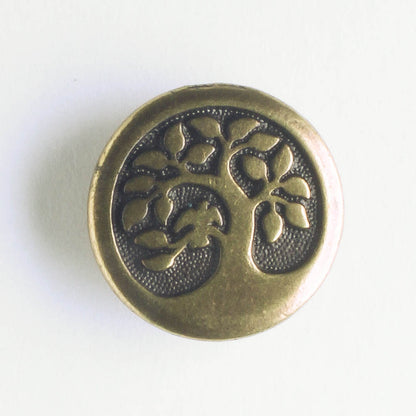 Bird in a Tree Button - Brass Oxide