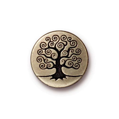 Tree of Life Button - Brass Oxide
