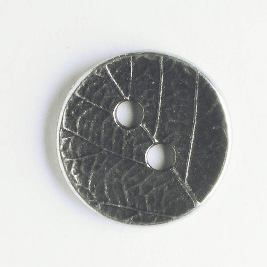 Round Leaf Button - Antique Silver