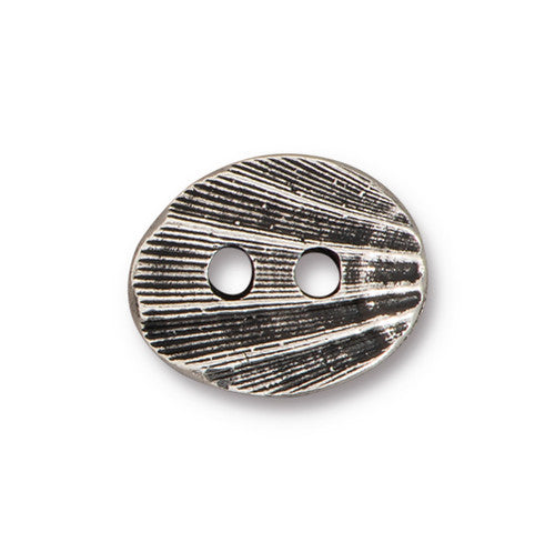 Oval Shell Button - Antique Silver