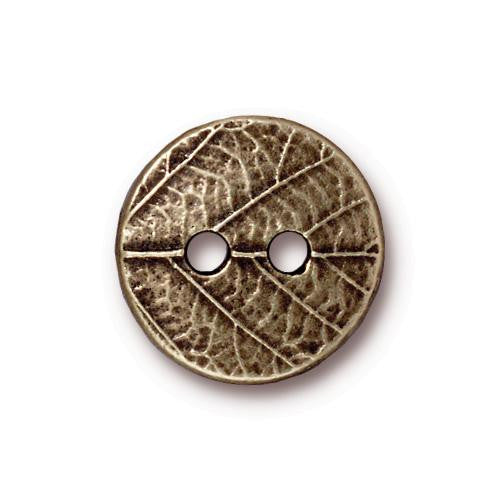 Round Leaf Button - Brass Oxide