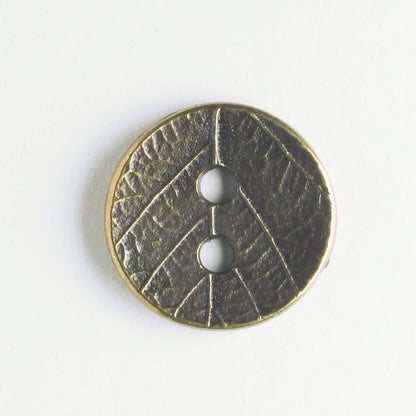 Round Leaf Button - Brass Oxide
