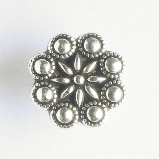 Czech Rosette Button - Antique Silver