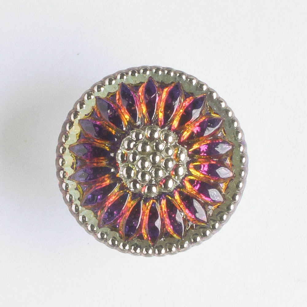 Daisy Button - Volcano with Silver Accents