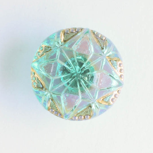 Gem Button - Seafoam Green with Gold Accents