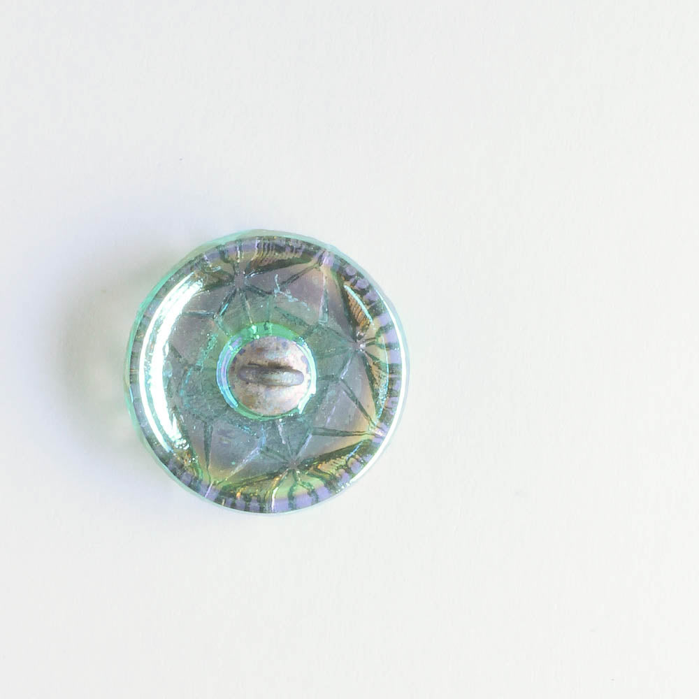 Gem Button - Seafoam Green with Gold Accents