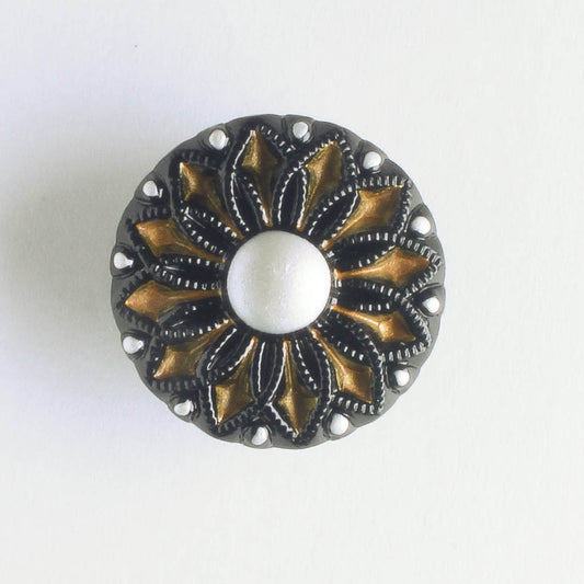 Collarett Button - Black with Gold and Silver Accents