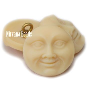 Moon Face Button - Bone with Mattte Finish