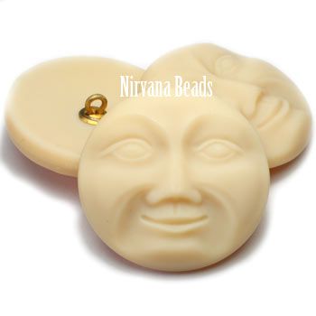 Moon Face Button - Matte Bone