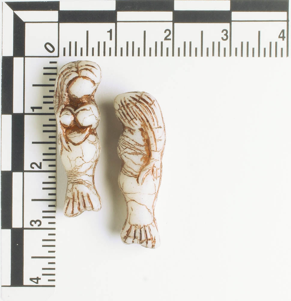 Czech Glass Mermaid Bead - Beige with Brown - each