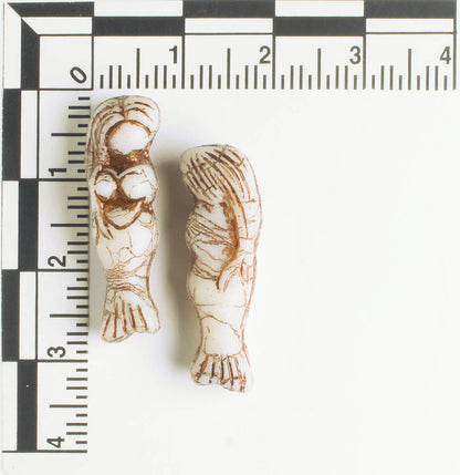 Czech Glass Mermaid Bead - Beige with Brown - each