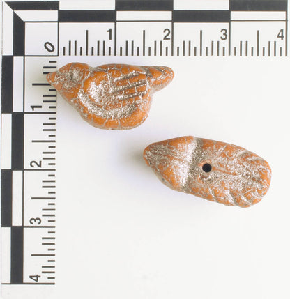 Czech Glass Bird Bead - Pumpkin with an Etched Finish - each