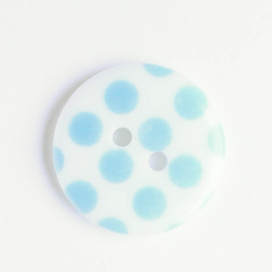 Button - Blue Dots- Plastic