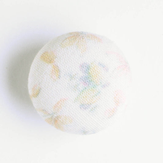 Fabric Covered Button - White Floral