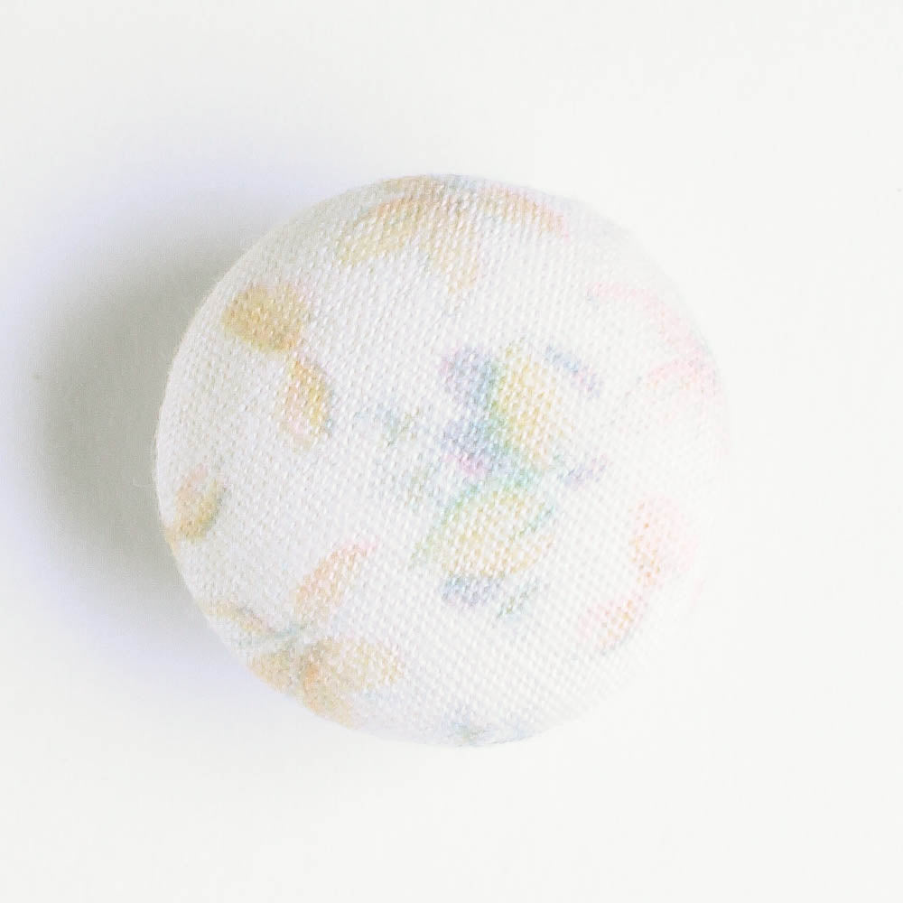 Fabric Covered Button - White Floral
