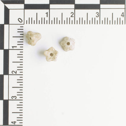 5x6mm Bell Flowers - Ivory and Gold with Etched Finish