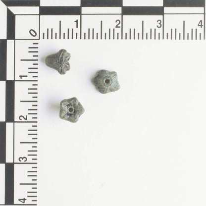 5x6mm Bell Flowers - Black Picasso with Turquoise - qty 30