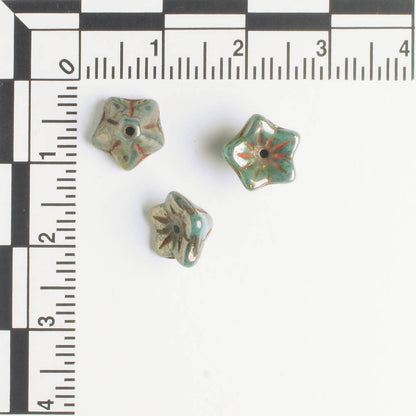 5x8mm Bell Flowers - Sea Green with Bronze