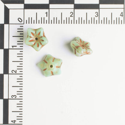 5x8mm Bell Flowers - Sage Picasso - qty 25