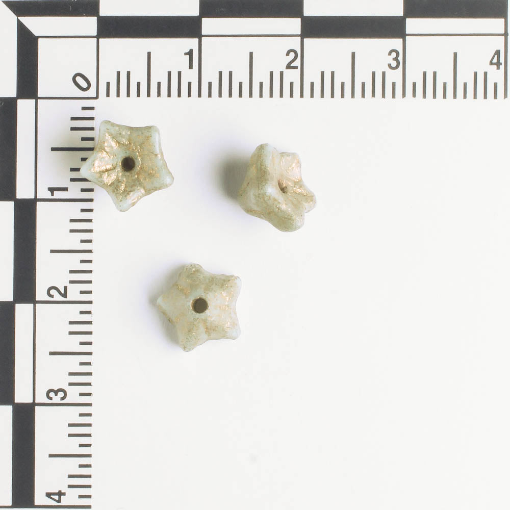 5x8mm Bell Flowers - Gray and gold with an Etched Finish