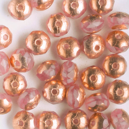5x3mm Rondelle - Pink with Copper