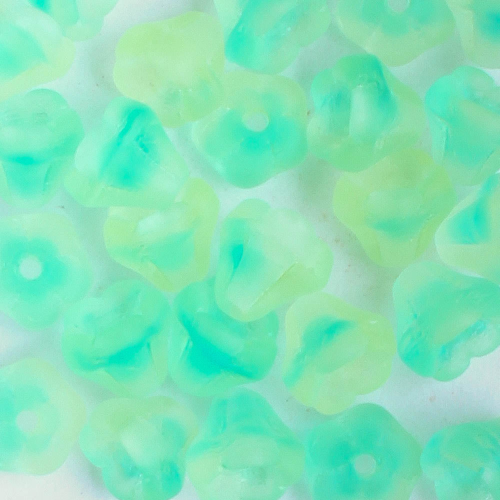 5x6mm Bell Flower - Aqua/Yellow- qty 25