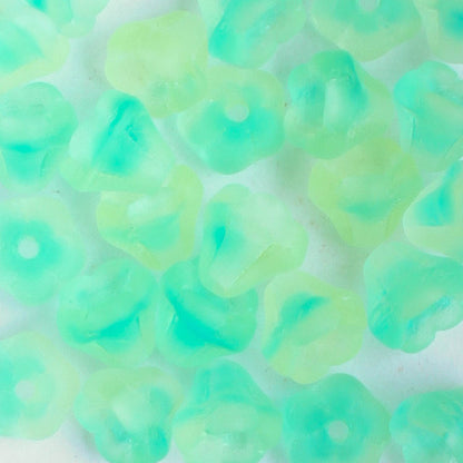 5x6mm Bell Flower - Aqua/Yellow- qty 25