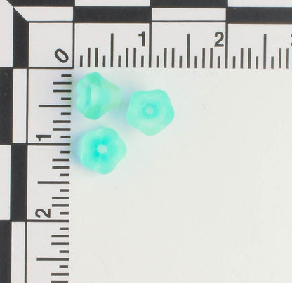 5x6mm Bell Flower - Aqua/Yellow- qty 25